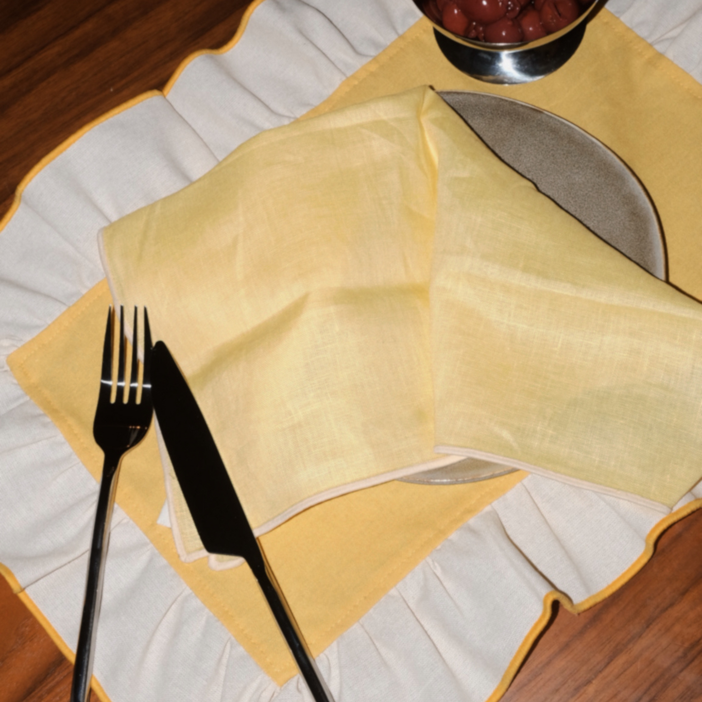 100% linen napkin butter yellow