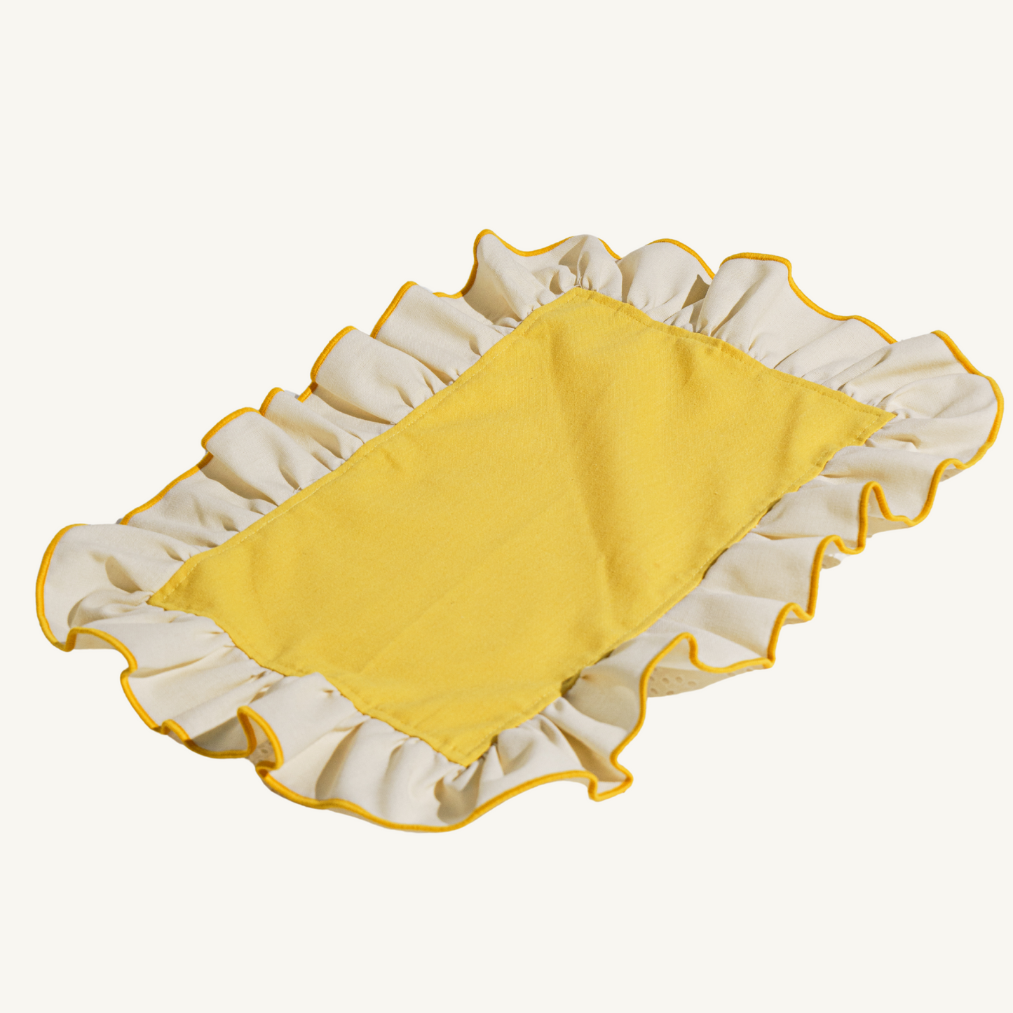 ruffled placemat butter yellow & cream