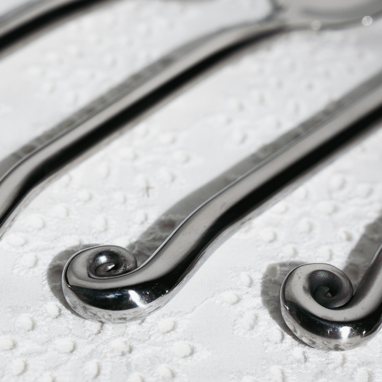 spiral 5-piece handmade cutlery silver set