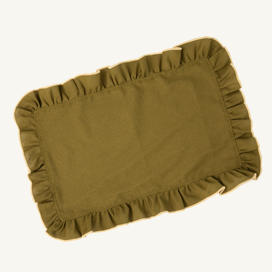ruffled placemat olive green