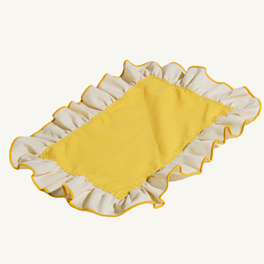 ruffled placemat butter yellow & cream